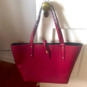 Large burgundy leather JM (Jessica Moore) tote